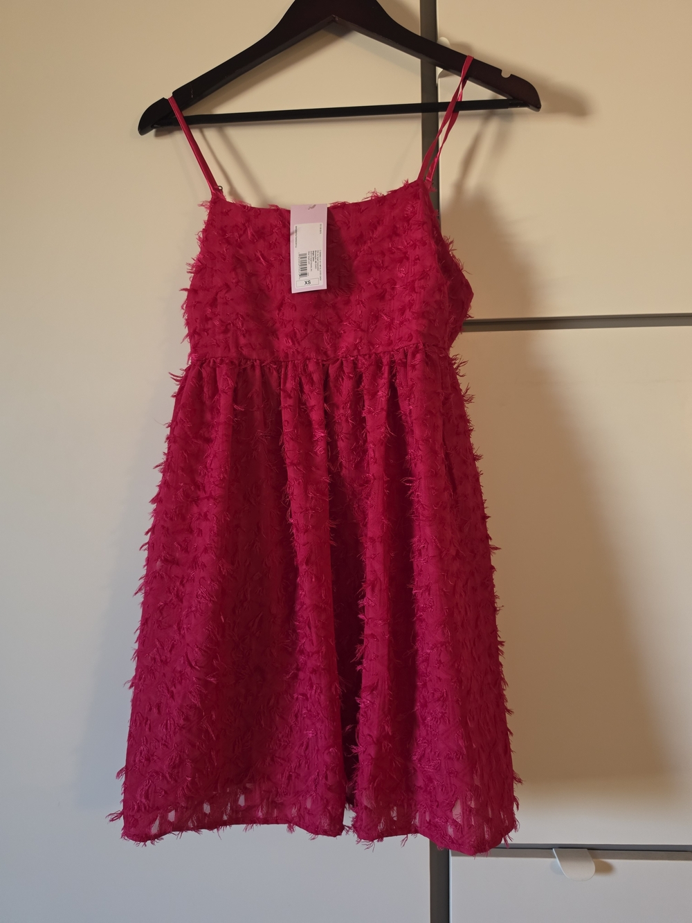 Wild Fable Adjustable Strap Textured Dress , with pockets Magenta